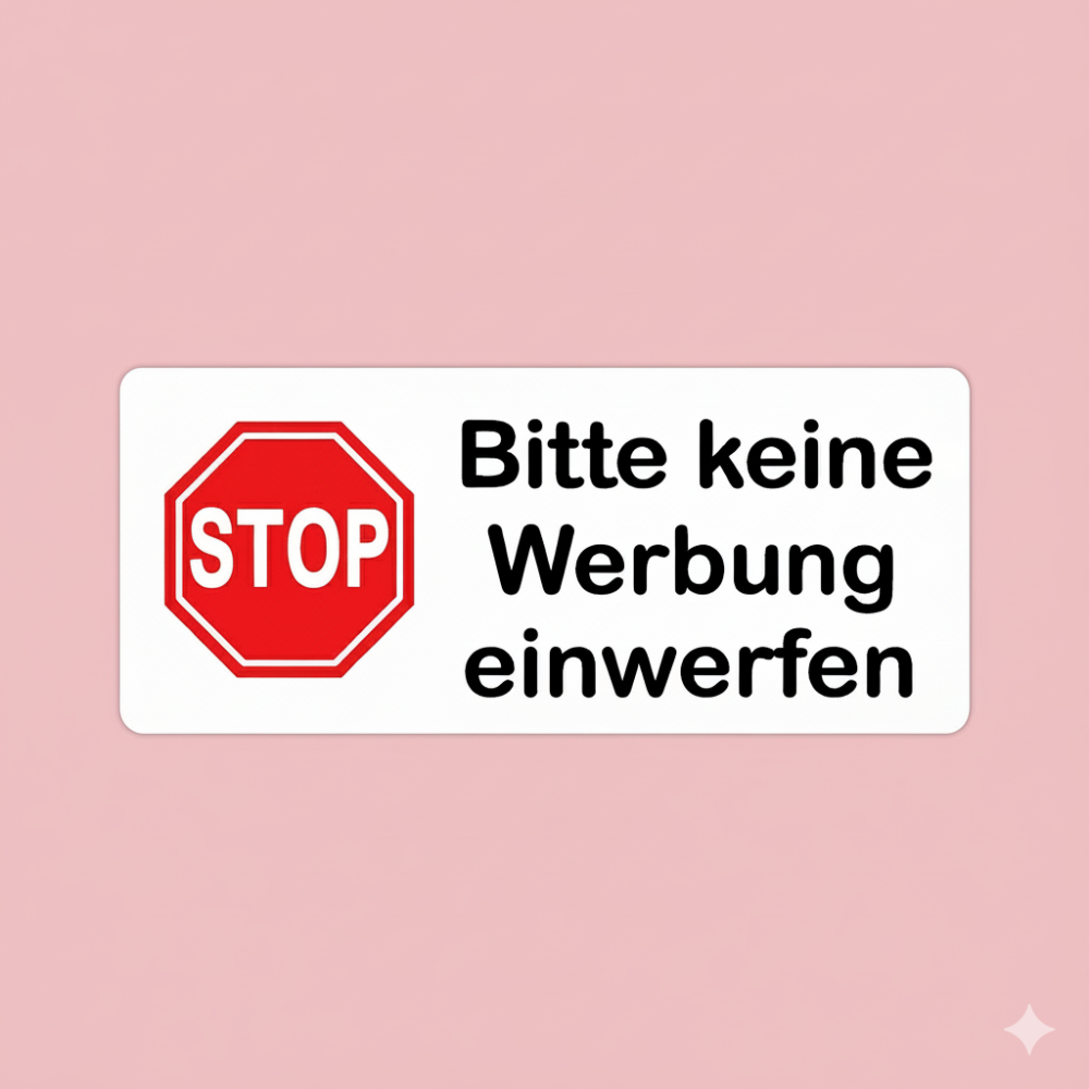 4er Set STOP Aufkleber – Bitte keine Werbung einwerfen – 5,5 x 2 cm
