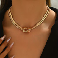 Vintage Goldener Knoten Choker – Verstellbare Schlangenketten Halskette | Damen Schmuck