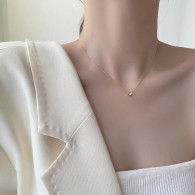 Damen Halskette Edelstahl Gold/Silber Zirkonia Anhänger Choker verstellbar